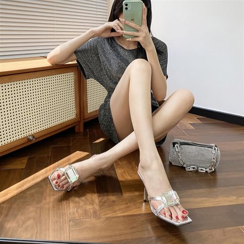 Women's Square Toe Two Strap Slingback Slip Open Toe Block Heels Sandals Slip On Shoes4
