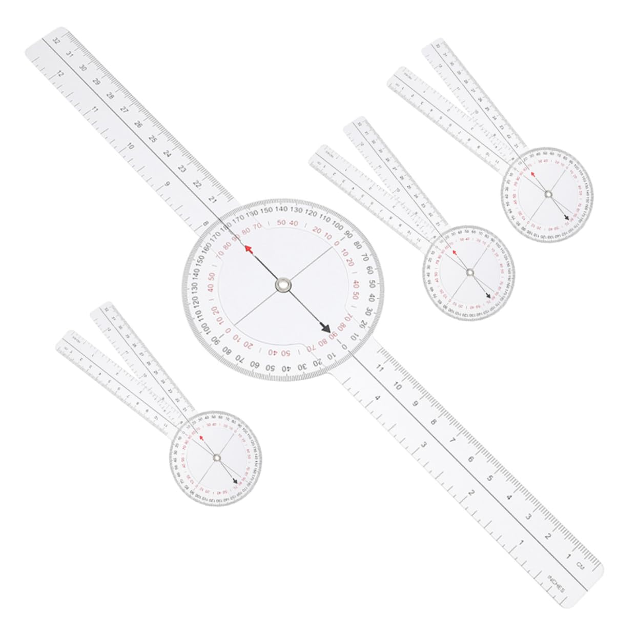 Lot de 4 Goniomètres de Mesure en Plastique, Règle Claire, Portable Bavure, Outil de Mesure D’angle pour Garçon et Filles