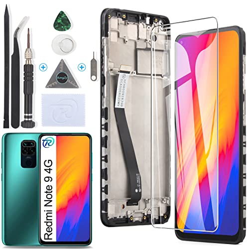 Écran pour Xiaomi Redmi Note 9 et 10X 4G de remplacement avec châssis noir et kit outils