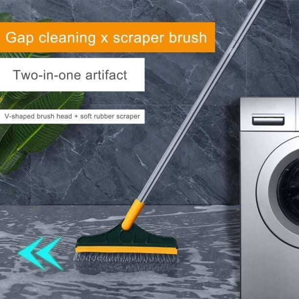 Pk Enterprise Bathroom Cleaning Brush with Wiper 2 in 1 Tiles Cleaning Brush Floor Scrub Bathroom Brush with Long Handle 120° Rotate Note Shower Greeting Cards Wedding Bridal (Multi) 2
