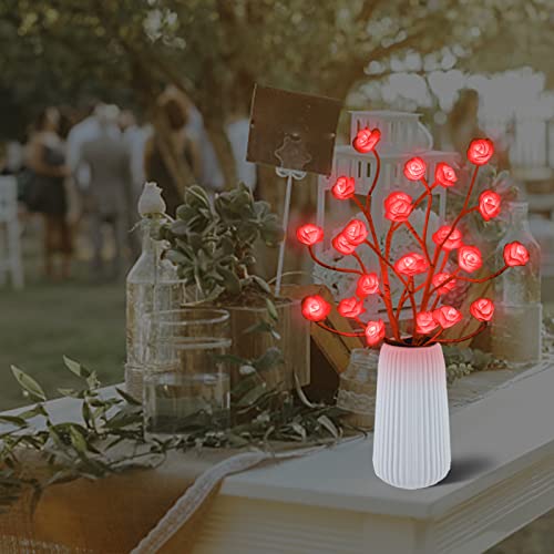 Ijg Rgb Rose Tree Lamp With Remote, 16 Color-Changing Table Top Rose Tree Light, Usb Plug In Artificial Flower Lamp For Bedroom Wedding Birthday Easter St. Patrick’s Day Valentines Decoration, 2 Pcs #TOP3