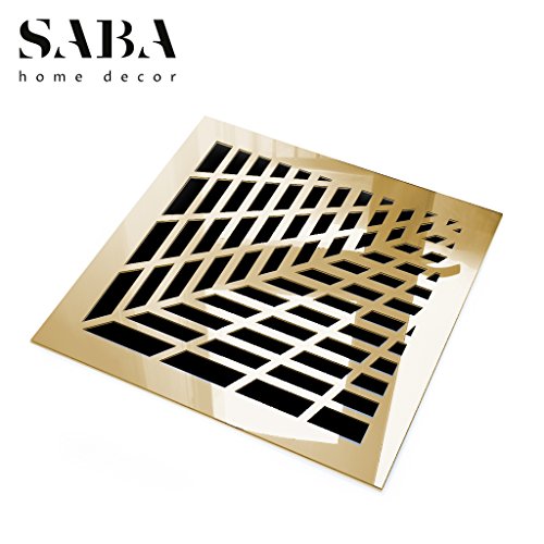 Saba Vent Covers Air Grille - Acrylic Fiberglass Register 10" X 10" Duct Opening (12" X 12" Overall) Gold Mirror Finish Decorative Register For Walls, Ceilings Not Floor Use, Vivian #TOP1