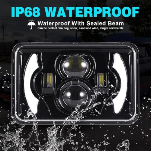 Faro LED 4x6 impermeable con Hi-Lo Beam y función DRL dual 4