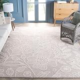 SAFAVIEH Area Rug 8x10 - Jardin Collection - Large - Natural & Ivory, Handmade Wool, Floral Design, Ideal for Living Room, Bedroom, Office, Dining Space (JAR727A)
