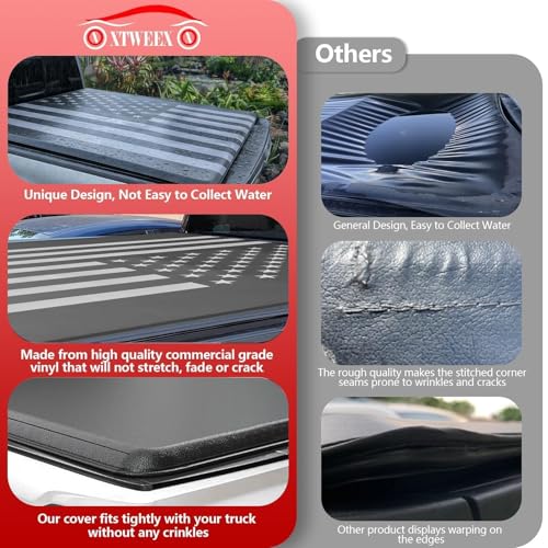 Image of American Flag Soft Folding Truck Bed Tonneau Cover fits 2019-2026 Ford Ranger 5ft Short Bed Styleside /Fleetside Truck Cargo Topper (Short Bed) | 5ft Bed