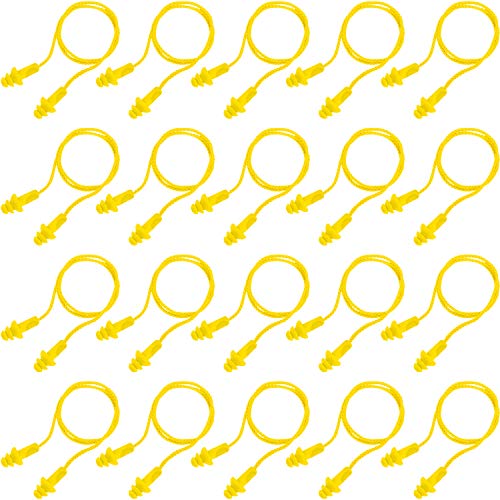 Preisvergleich Produktbild 20 Paar Kabel-Ohrstöpsel Wiederverwendbare Silikon Ohrstöpsel Schlafgeräuschunterdrückung für Gehörschutz, gelb