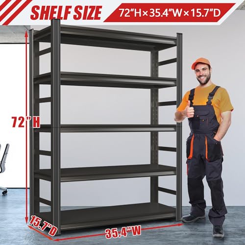 Metallitrend GARAGE SHELVING 72 Inch H, 3000 Lb. Heavy Duty Storage Shelving Unit | Adjustable 5-Tier Metal Garage Storage Shelves thumb #2
