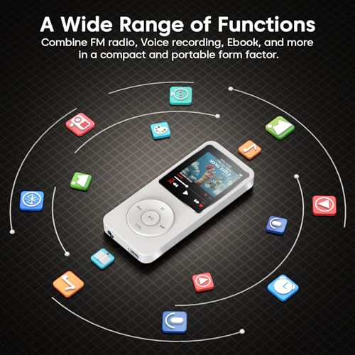 Image of Sounce 16GB Mini MP3 Music Player with Bluetooth 5.4, HiFi Lossless Sound, Video Playback, Voice Recorder, FM Radio, E-Book Reader, and Built-in Speaker | Expandable up to 128GB (White)
