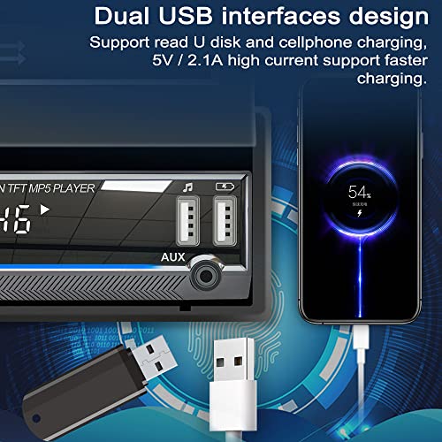 Xtahdge Tela retrátil de 7 polegadas Carro MP5 MP4 MP3 Player BT 5.1 Localizador de carro Frequência