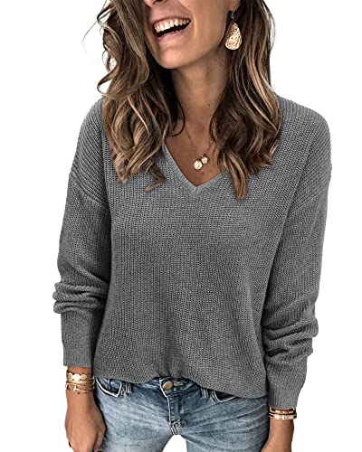 Image of II ININ Women's Fall Sweater 2024 Long Sleeve Tops Fashion Outfits Trendy Casual V Neck Oversized Pullover Sweaters