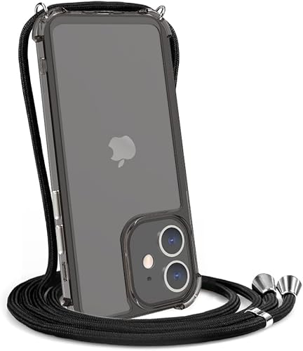 Funda para iPhone 11 con correa cruzada ajustable para el hombro, funda con cordón para iPhone 11, funda delgada de TPU + PC, a través de la
