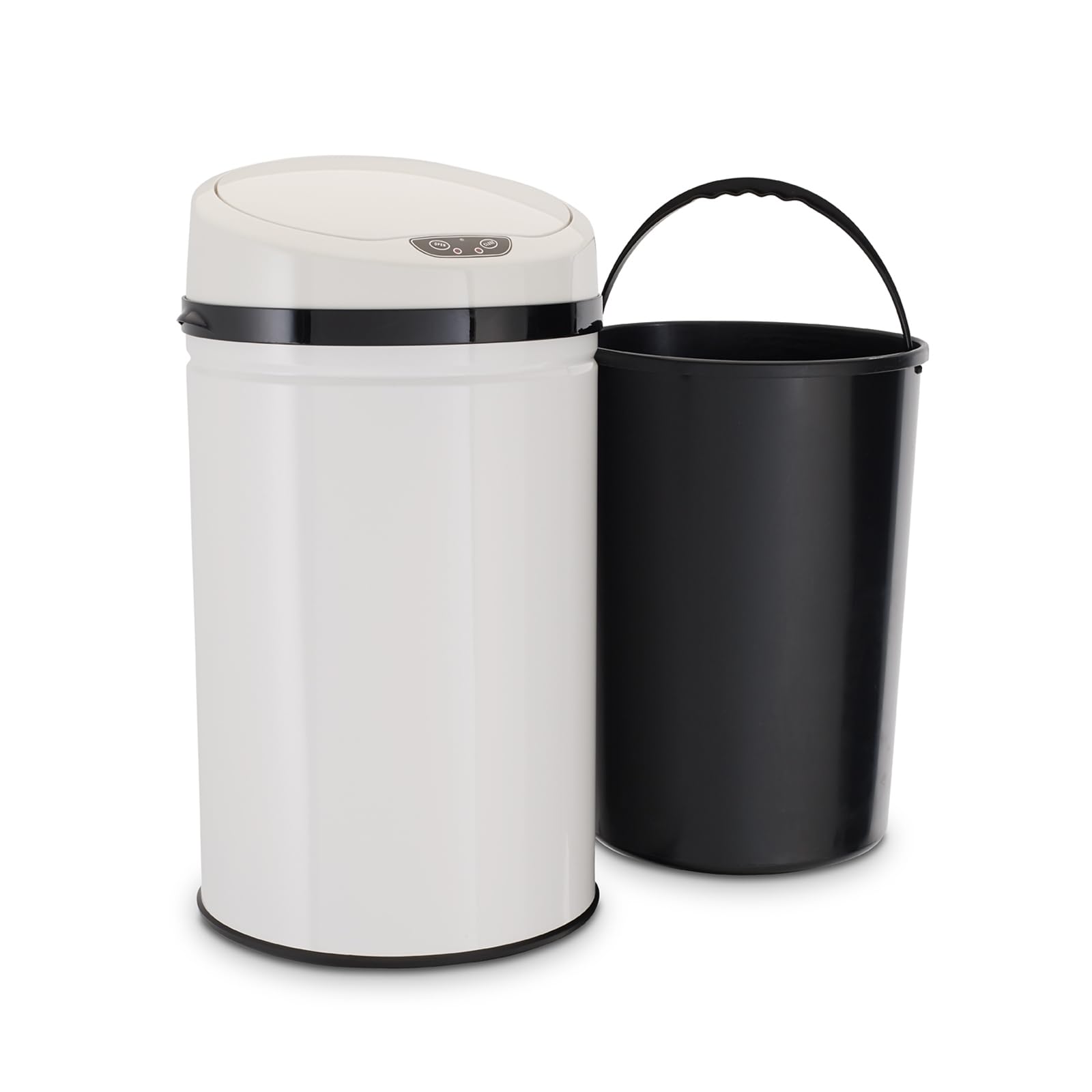 ECHTWERK Pattumiera, pattumiera con sensore, pattumiera touchless, pattumiera elettrica, sensore di movimento a infrarossi, corpo in acciaio inox, capacità 30 litri, bianco INOX
