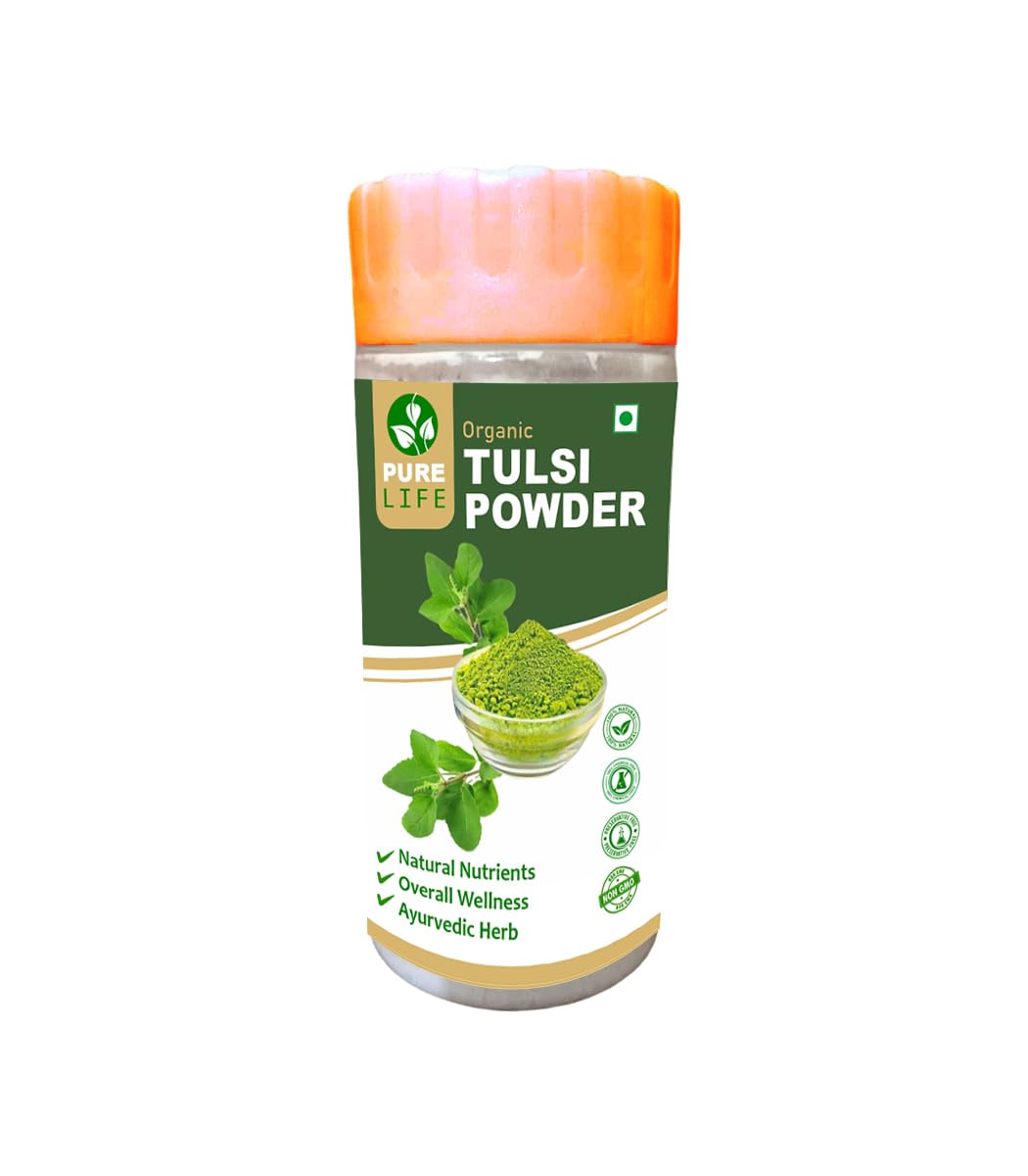 Pure Life Organic Tulsi Powder(200gm), Holy Basil, 100% Pure and Natural, Ayurvedic Herb, Boosts Immunity, Supports Respiratory Wellness