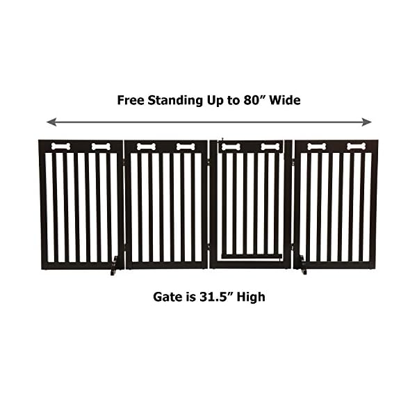 Arf Pets Freestanding Dog Gate with Door, 4 Panel 360° configurable Wooden Fence, 80″ Wide, 31.5″ Tall, Foldable, Set of Foot Supporters Included, for The House – Indoor Use Arf Pets Freestanding Dog Gate with Door, 4 Panel 360° configurable Wooden Fence, 80″ Wide, 31.5″ Tall, Foldable, Set of Foot Supporters Included, for The House – Indoor Use