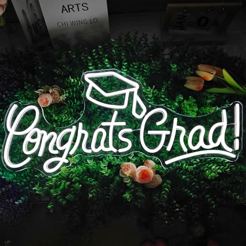 Congrats Grad Neon Sign 23.35x 9.92Inch Large Graduation Neon Sign for Backdrop Grad Led Sign Graduation Light Up Neon Light With Graduation Cap for Class Of 2026 Party College Gifts Celebrations