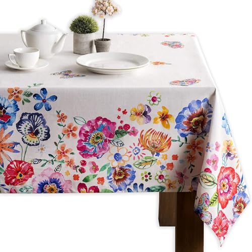 Nappe à fleurs d'aquarelle réutilisable 140x280cm décor cuisine et repas - 4