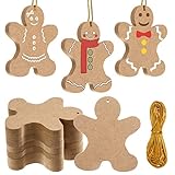 12 Pcs Wooden Gingerbread Men Ornaments Unfinished Christmas Wood Decorations Blank Wooden Gingerbread Man Shape Cutout Thicken Wood Ornament Craft for DIY Crafts Christmas Party Decor,3.5 x 4 Inch