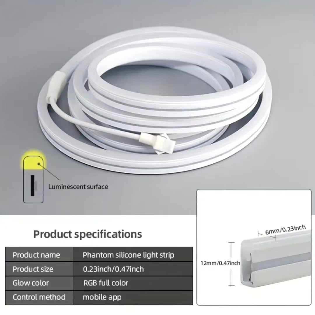 2,4 m USB-LED-Neon-Lichterkette, intelligenter RGB-IC-LED-Lichtstreifen für Schlafzimmer, Musik-Synchronisation, LED-Neonlichtstreifen, App und kabellose Fernbedienung mit 24 Tasten,