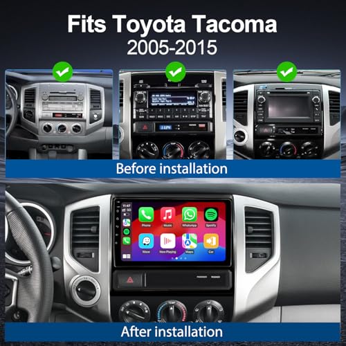 Image of Car Stereo Radio for Toyota Tacoma 2005-2015 with Wireless Carplay & Android Auto /9 Inch Touch Screen /Android13 /FM RDS /GPS Navigation /HD Backup Camera (4GB+64GB)