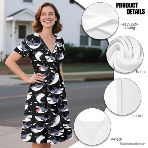 Image of Women's Summer Dresses Short Sleeve Formal Dresses with Pockets | Lightweight polyester fabric delivers cool airflow during hot summer outdoor activities