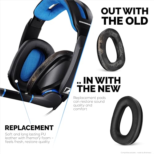 Repuestos de almohadillas para audífonos Sennheiser GSP300, GSP350, GSP301, GSP302, GSP303 y GSP370 - Cuero PU suave y espuma viscoelástica para mayor comodidad - por Brainwavz miniatura 5