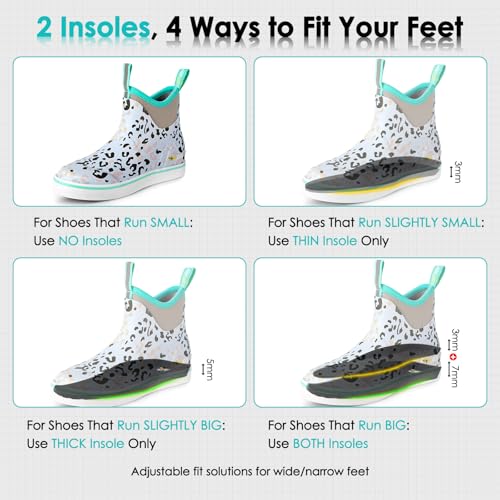Image of Kalkal Women's Deck Boots, Waterproof Ankle Rain Boots Fishing Boots with High Traction, Women's Rubber Boots For Gardening Fishing Boating Camping