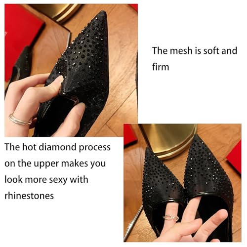 Women's Mesh Rhinestone Flat Ballet Loafers Sexy Pointed Toe Soft Bottom Non-Slip Breathable Slip-On Flats for Party, Evening Party, Date3