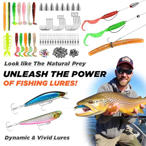 Image of PLUSINNO Fishing Backpack with Fishing Rod and Reel Combos Tackle Boxes, Waterproof Tackle Backpack for Gear with Rod Holder, Fish Gifts for Men with Tool Kit