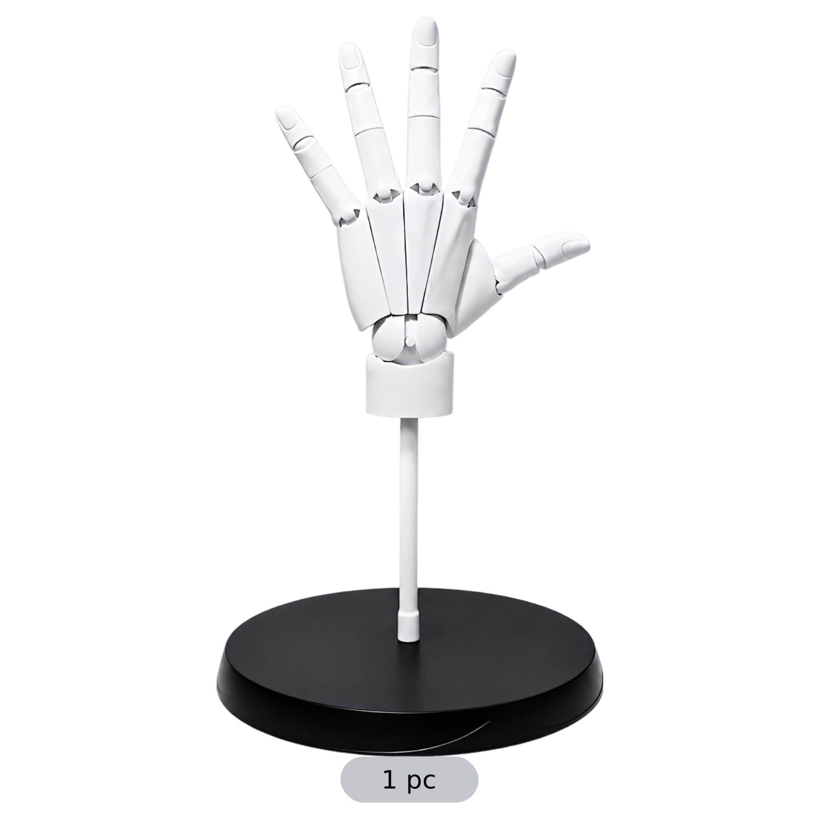 Modèle de main pour dessin, modèle articulé grandeur nature à l’échelle 1:1, articulations bioniques, main gauche poseable avec support et socle, pour croquis, peinture, illustration anime, blanc