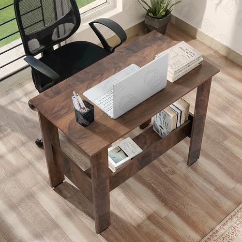 Image of ABOUT SPACE Study Table | Multipurpose Office Desk | Tables for Students & Adults | Engineered Wood Drawing Table | Table with Storage| Computer Table | Writing Table - (L90 x B50 x H78.5 cm - Walnut)