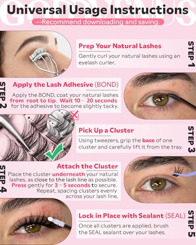 Image of Lash Clusters Kit Wispy Cluster Eyelash Extensions Kit Natural DIY Lash Extension Kit 10-16mm Eyelashes Clusters 180pcs C Curl Individual Lashes Cluster Eyelash (No Tweezers)