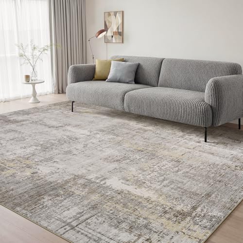 8 x 10 Area Rugs for Living Room, Machine Washable Non Slip Rug Ultra Soft Low Pile Indoor Carpet Modern Abstract Rugs for Bedroom Office Room Dining Room Beside, Beige Beige 8' x 10'