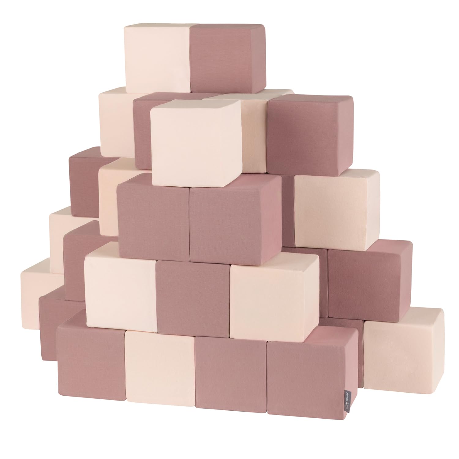 KiddyMoon Soft Foam Building Blocks For Babies & Toddlers, Washable Cotton Zip Cover, 14Cm Cubes, Sensory Toy, 48 Pieces, Cubes: Heather-Beige — image 1