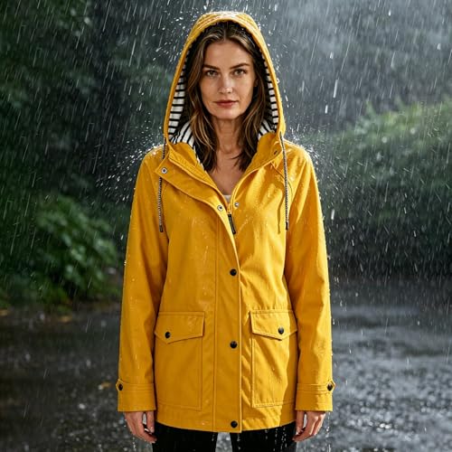 Chaqueta impermeable mujer estilo gabardina con capucha ligera 2