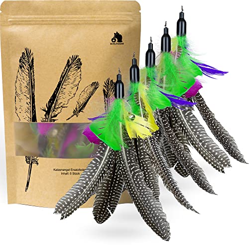 SCHLITZOHR | Katzenangel Ersatzfedern | Federn Classic | Interaktives Katzenspielzeug Zubehör | 5er Pack