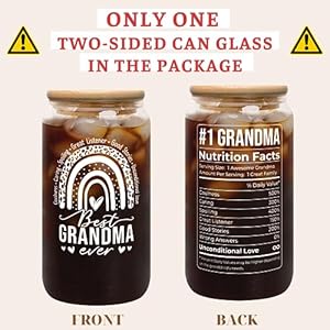 Grandma gifts gifts for grandma from grandkids granddaughter grandson grandchildren birthday mothers day christmas first time gift ideas for grandmother 16 oz 2 sided can glass  urban country home decor