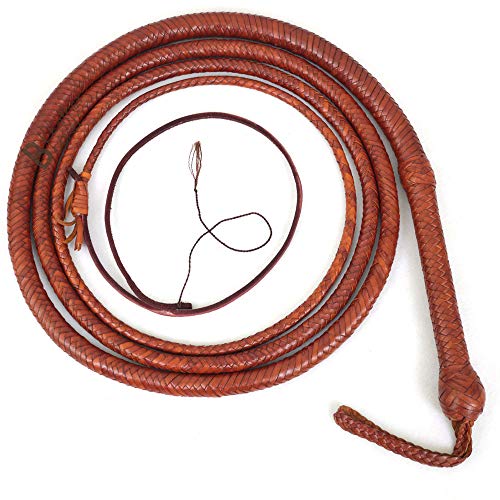 LB'S WHIP Real & Genuine Cowhide Leather Bullwhip 06 to 16 Feet 12 Strands Equestrian Bullwhip Indy Style Leather Plaited Flexible Bellies for Outdoor Sport (08)