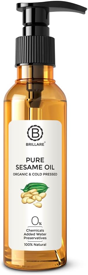 Brillare Pure Sesame Oil, 100 Percent Natural, Organic and Cold Pressed, 200 ML, Zero Chemicals