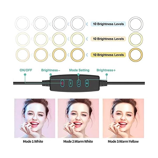 Honganrunli 6 Zoll Dimmbare LED Ringlicht, Mit 3 Lichtmodi Und 10 Helligkeitsstufen Selfie-Ringlicht, Dimmbare… – Bild 4