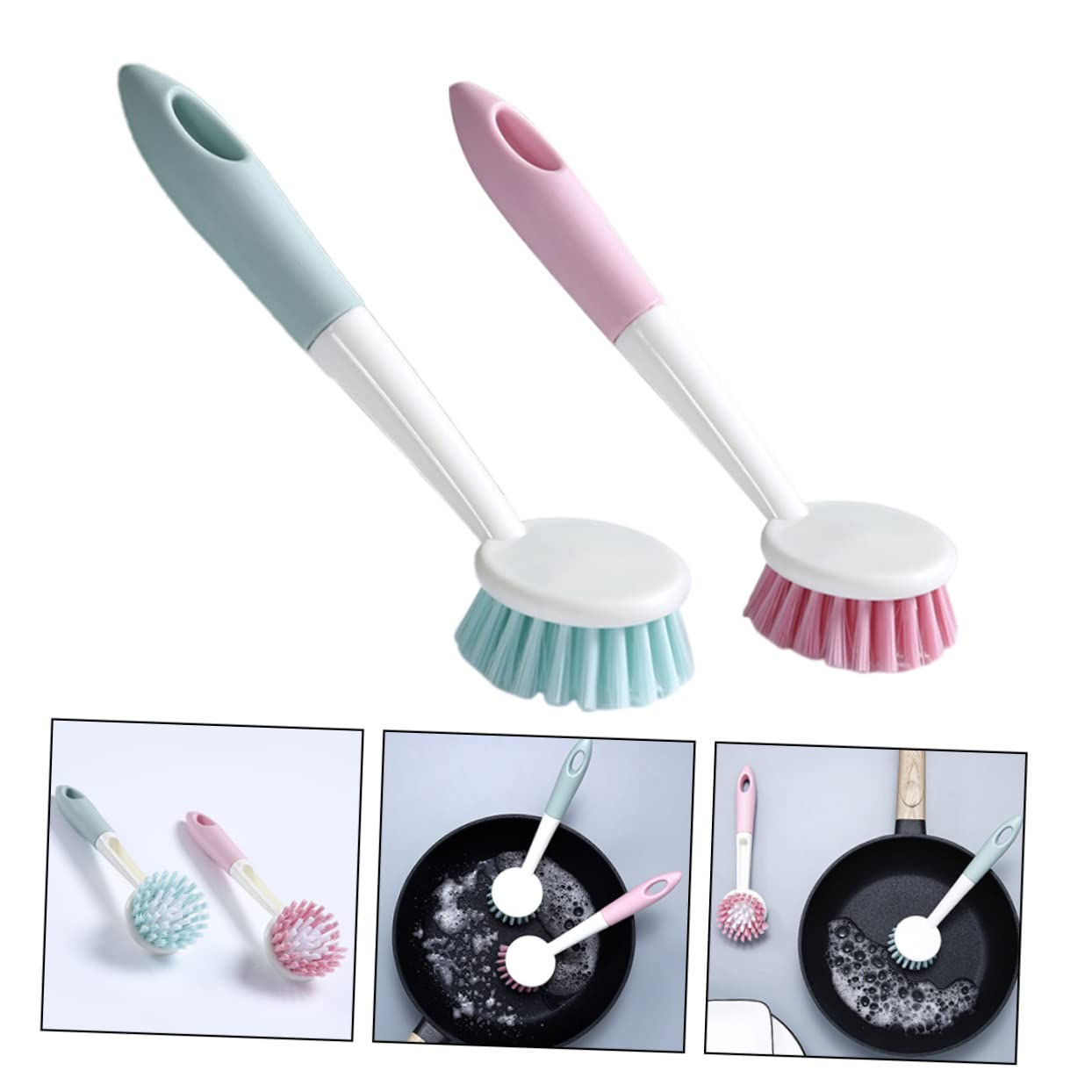 Beavorty 4 Juegos De Cepillos para Limpiar Platos con Mango Cepillo para Fregar Platos De Cocina Potente Poder De Limpieza Multiusos para Sartén Y Fregadero 2 Unidades X 4