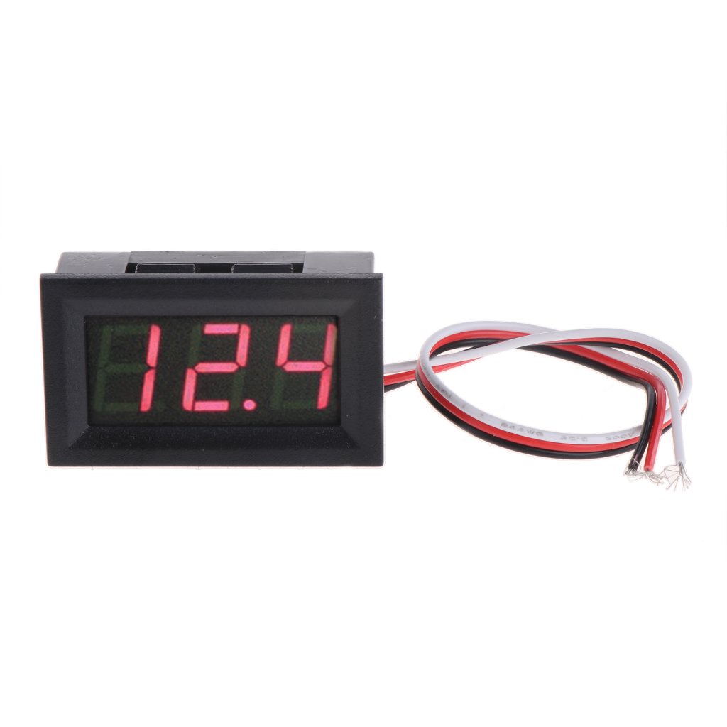 Digital Voltmeter Gauge Tester 3 Wire Mount Car Motorcycle Battery Monitor Voltage Meter LED Display Panel 電圧 電圧計 トランスデューサ 電圧検出リレー 電流計 ボルテージメーター アンペ アモニタ パネルゲ 电压表 电流表 电流 测试 电 数字电压计
