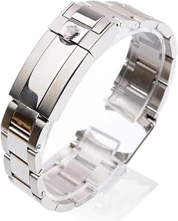 BAILONGMA Watch Band Compatible with Rolex Submariner Daytona Solid Stainless Steel Arc Edge Watch Accessorie Men Watch Strap Replace Watch Bracelet (Band Color : A, Band Width : 20mm with Logo)