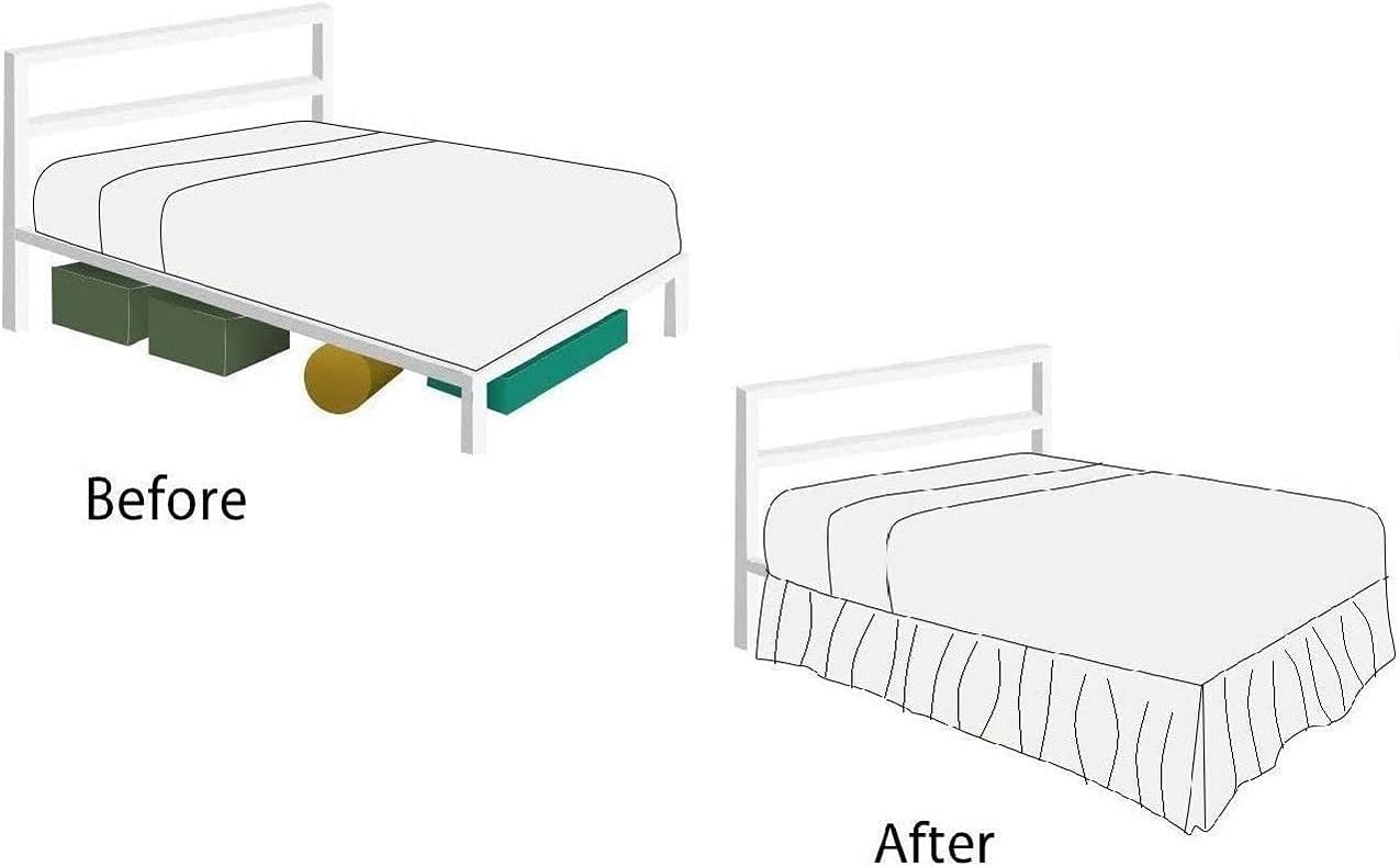 Stylish White Solid Egyptian Cotton Split Corner Gather Ruffle Bed Skirt 750 Thread Count King (78" x 80") Size 17 INCH Drop Length