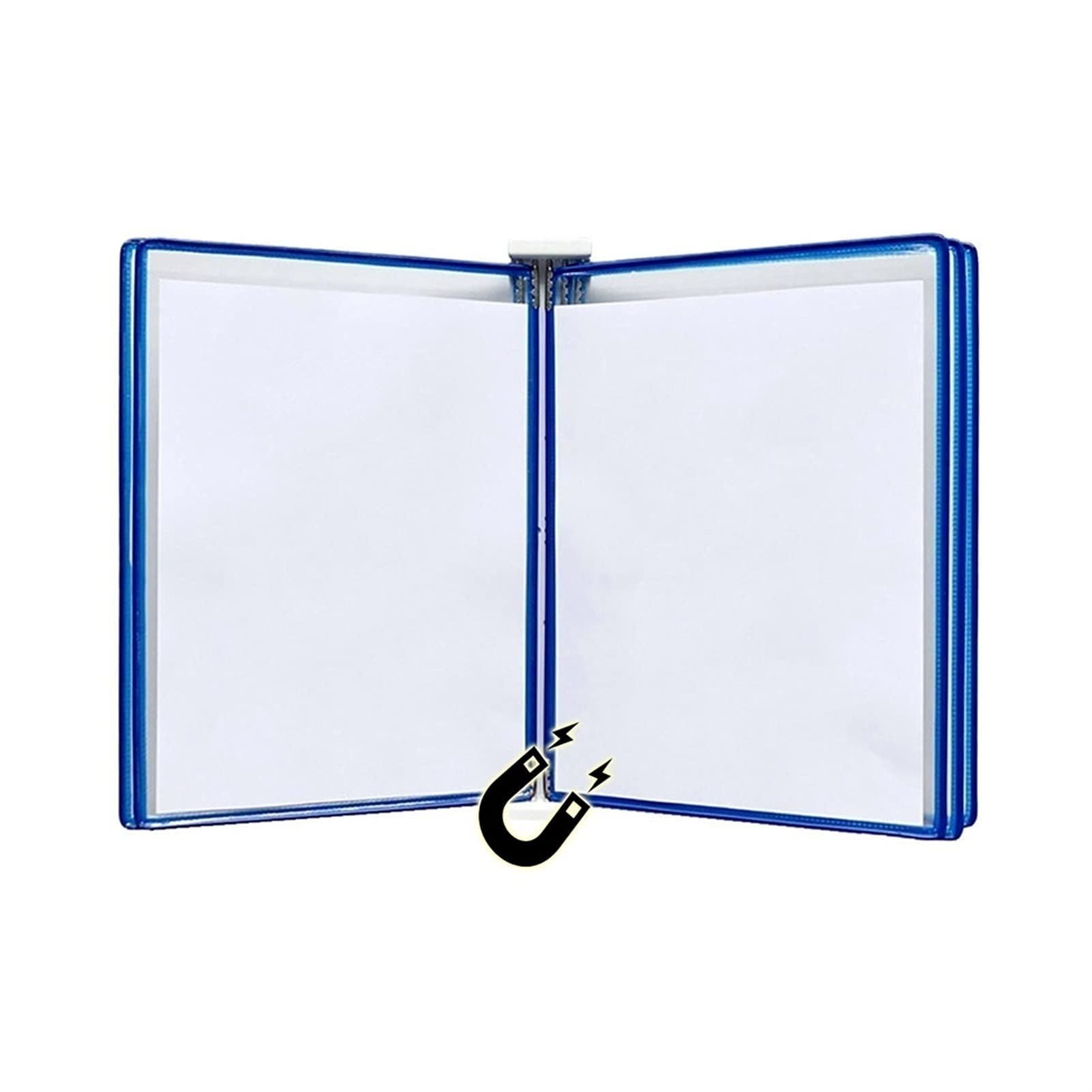 OLSKFUH Wall Mount Reference Display System, Hanging Wall File Organizer, A3 Display Folder -, [16.53Inch×11.69Inch] 10 Pockets, Attached To Metal Device,Folders,Blu-17.7x13x2IN