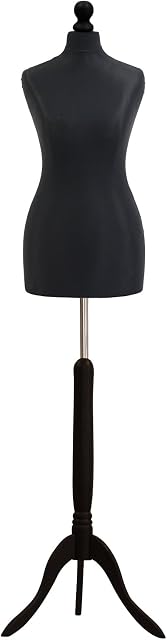 Female Tailors Dummy Size 10/12 Dressmakers Fashion Mannequin Students Black with Black Tripod Stand