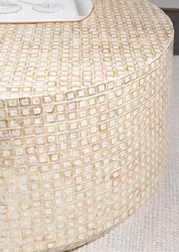 Linon Perrin Capiz Mosaic Coffee Table In Gold And Ivory Finish Pr1100Gld01Asu #TOP2