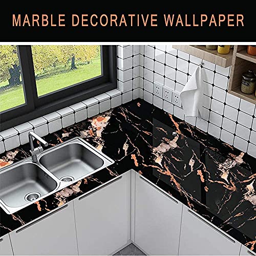 Image of HOME13 Black Marble Vinyl Self Adhesive Removable and Decorative Vinyl Wallpaper for Kitchen Countertop Cabinets Table, 2 Ft x 4 Ft with 2pcs
