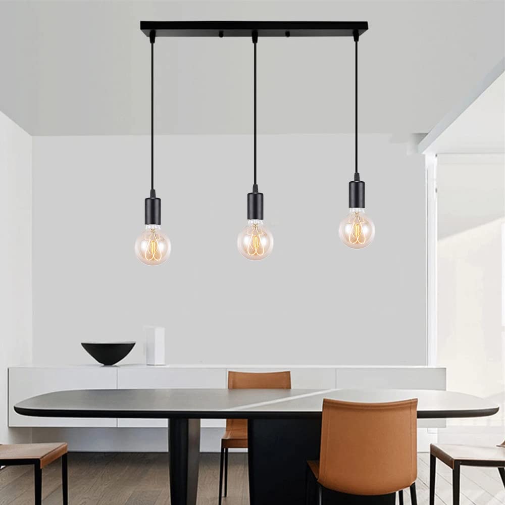 Lampada a ragno moderna nero Lampadario a sospensione metallo, illuminazione industriale a soffitto, lampadario E27 3 luci per soggiorno ristorante camera da letto sala da pranzo