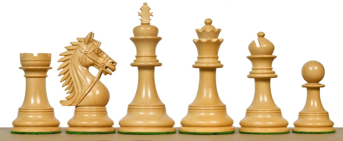 The CB Bridle Series Luxury Staunton Chess Pieces in Ebony Wood & Boxwood – 4.2" King, Triple Weighted Professional Chessmen with Extra Queens – Handcrafted by ChessBazaar