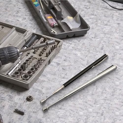 Outil de ramassage magnétique rétractable, résistance de 0,7 kg, longueur étendue de 12,6 cm, construction en fer avec clip de poche – pour réparation automobile, mécanique
